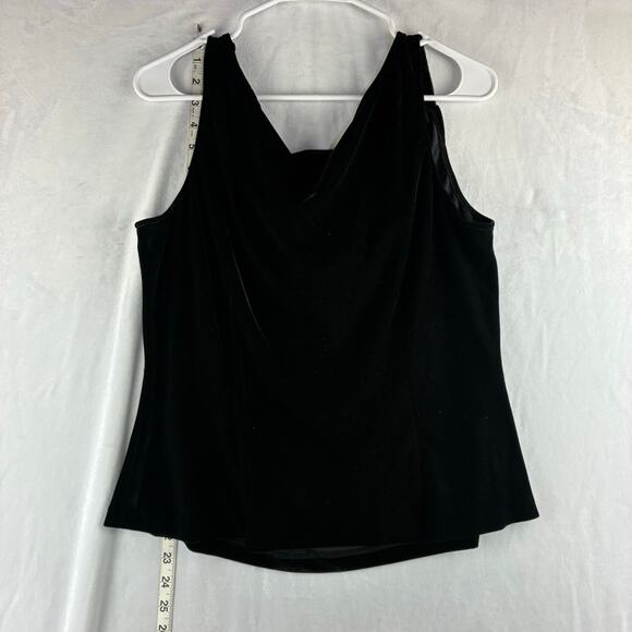 Vintage iCe Black Velvet Cowl Neck Tank Blouse Beaded Strap Womens Large Petite - Picture 2 of 8
